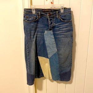 Joe’s jeans A-line, high waisted jean skirt with boho detail